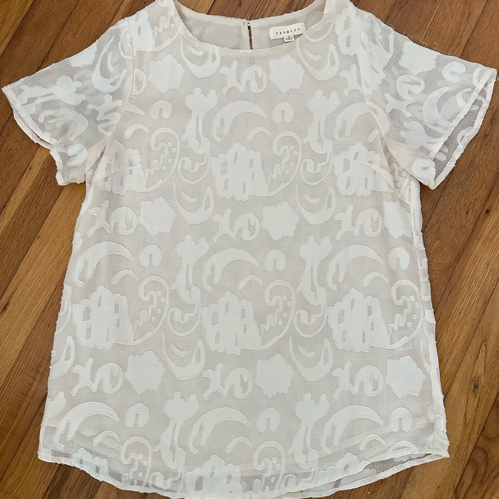 Promesa Boutique Cream Blouse with lace Detail